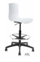 acti drafting chair- nylon base with standard castors and footring- white poly prop shell